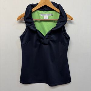 Gretchen Scott Jersey Sleeveless Ruffneck Top  Blouse Shirt Size Small C060 -1